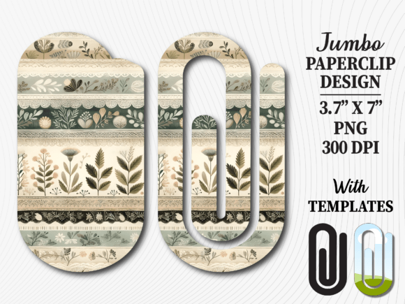 Boho Floral Junk Journal Jumbo Paperclip: Graphics & Crafts
