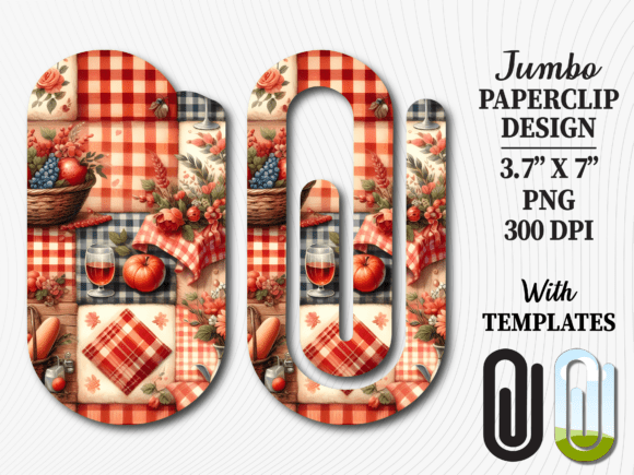 Country Picnic Gingham Jumbo Paperclip: Graphics & Crafts