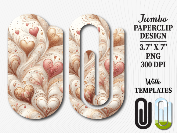 Cream Swirl Heart Jumbo Paperclip Design