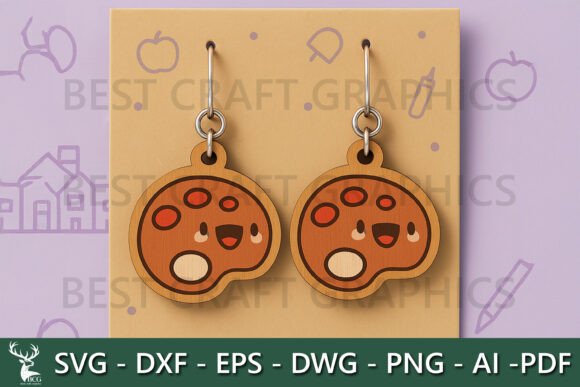 Cute Cookie Earrings SVG for Laser Cutting