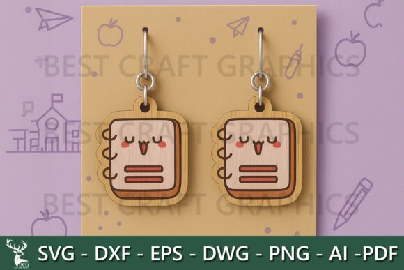 Cute Notebook Earrings SVG for Laser Cutting