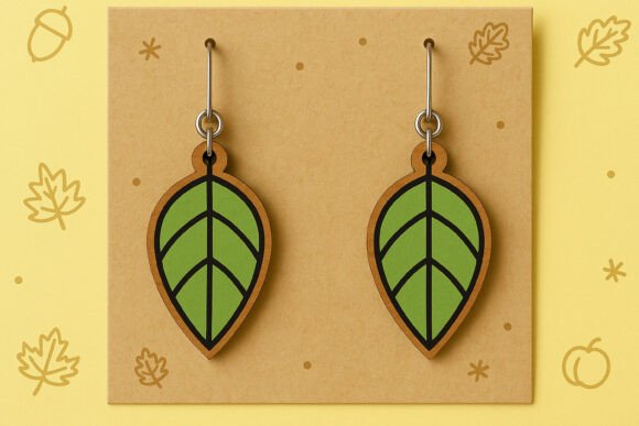 Green Leaf Earrings SVG Cut File for Laser Cutting