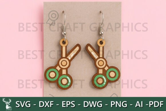Green Scissors Earrings – Craft Time SVG