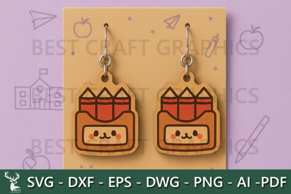 Kawaii Backpack Earrings SVG for Laser Cutting