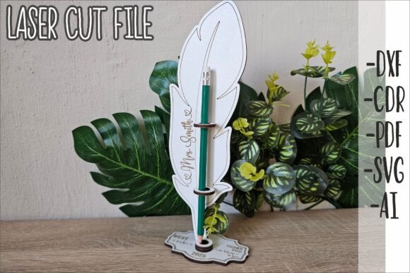 Pen Holder Feather SVG Laser Cut File