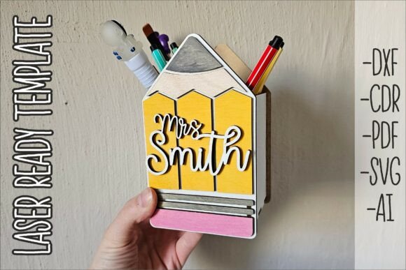 Pencil Pen Holder SVG Laser Cut File