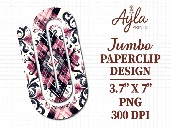 Plaid Diamond Jumbo Paperclip PNG for Crafts