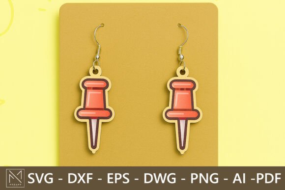 Push Pin Earrings SVG File
