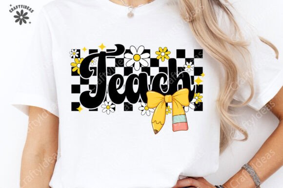Teach Checkered Coquette Bow Png, Teacher Graphics